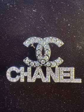 Brooch  Clear Crystal  Lettering Brooch -